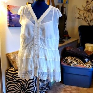 Extra 35% off Sale - Adiva Sheer Lace Top with Cami 3x